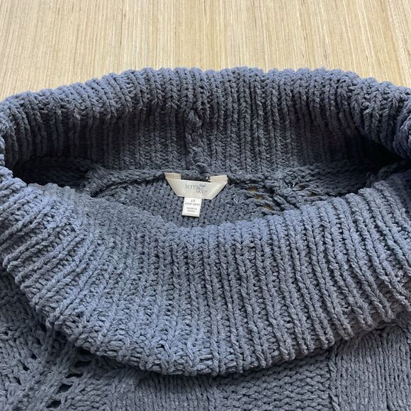 Terra & Sky Cable Knit Chenille Mock Neck Gray Sweater Size 1X - Picture 2 of 9